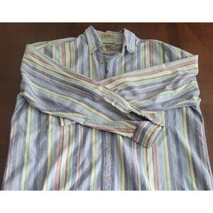 Vintage Adirondack By Savile Row Long Sleeve Button Up Cotton Shirt Mens Size L